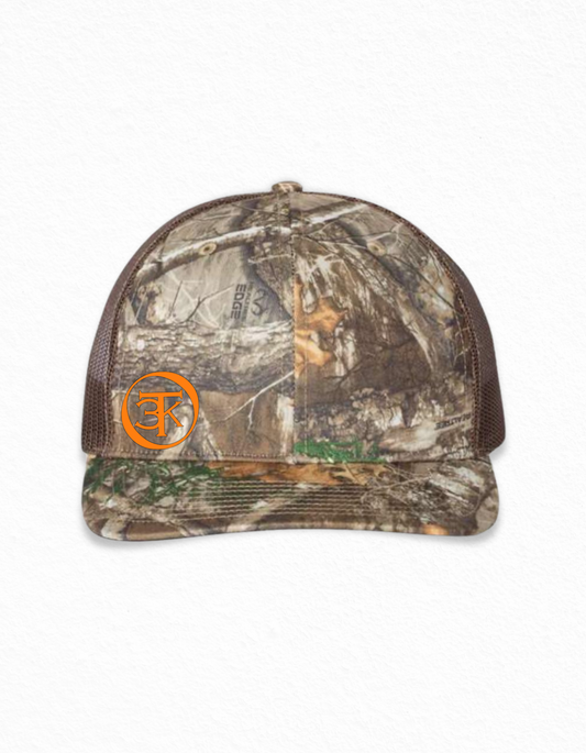 3TK Monogrammed Logo Trucker Cap- Brown